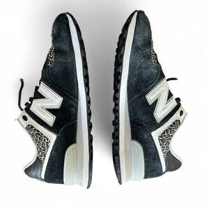 New Balance WL574B12 Women’s Black Suede Leopard Print Sneakers Size 10
